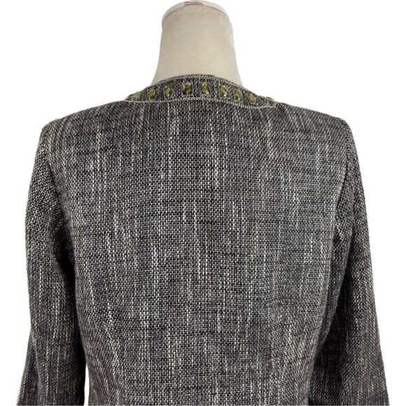Chico's Embellished Gem Duster Jacket Tweed Dressy Long Cardigan Size Small - Picture 11 of 13
